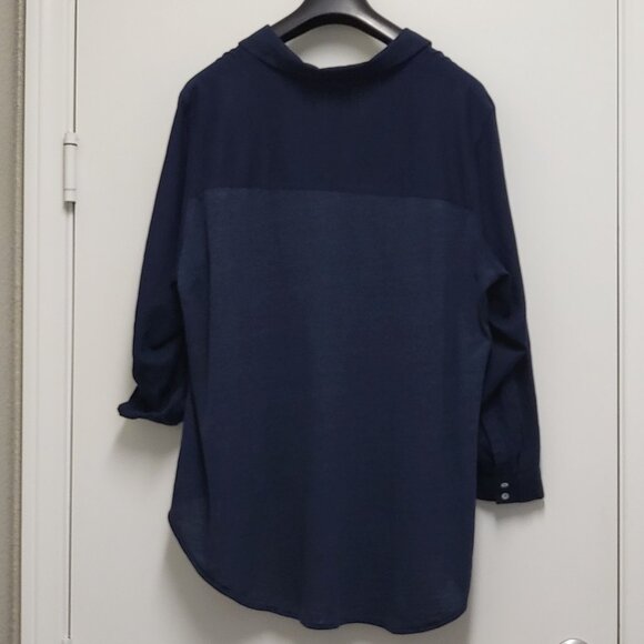 Martha Stewart Collection Shirt Linen Blend Womens 3X Plus Button Up Long Sleeve - Picture 7 of 14